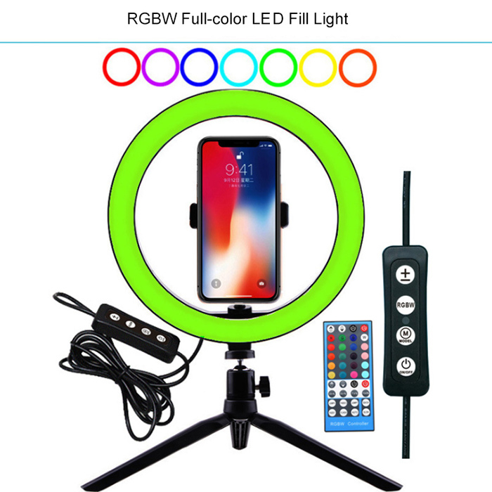 DC5V USB Wire and Remote Control Full-Color RGBW Real-Time LED Fill Light Applicant for Live Broadcast and Photography
